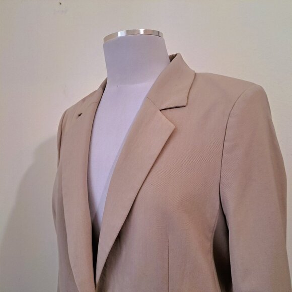 H&M Women Lined Blazer  Collar Jacket Long Sleeve Size S Color Tan - Picture 4 of 12